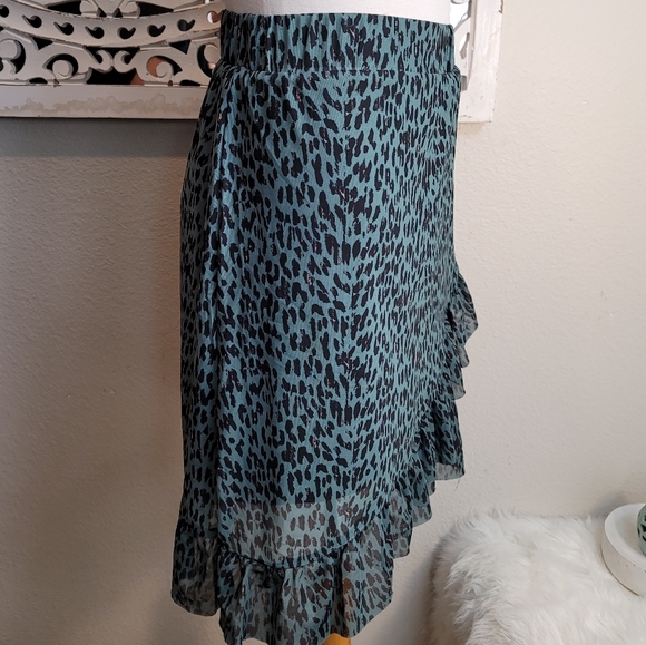 MSCH MOSS COPENHAGEN KALI MESH AOP RUFFLE GREEN MINI SKIRT WOMENS SZ EXTRA SMALL - Picture 9 of 16